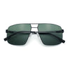 Mens Thin Metal Rim Spring Hinge Air Force Rectangle Officer Gentleman Sunglasses
