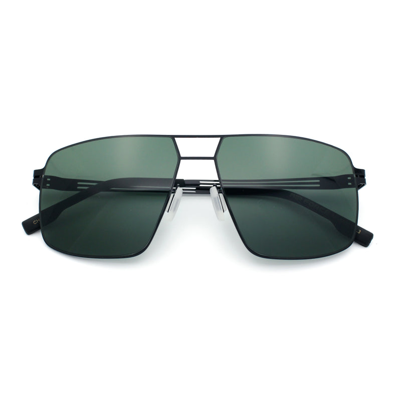 Mens Thin Metal Rim Spring Hinge Air Force Rectangle Officer Gentleman Sunglasses