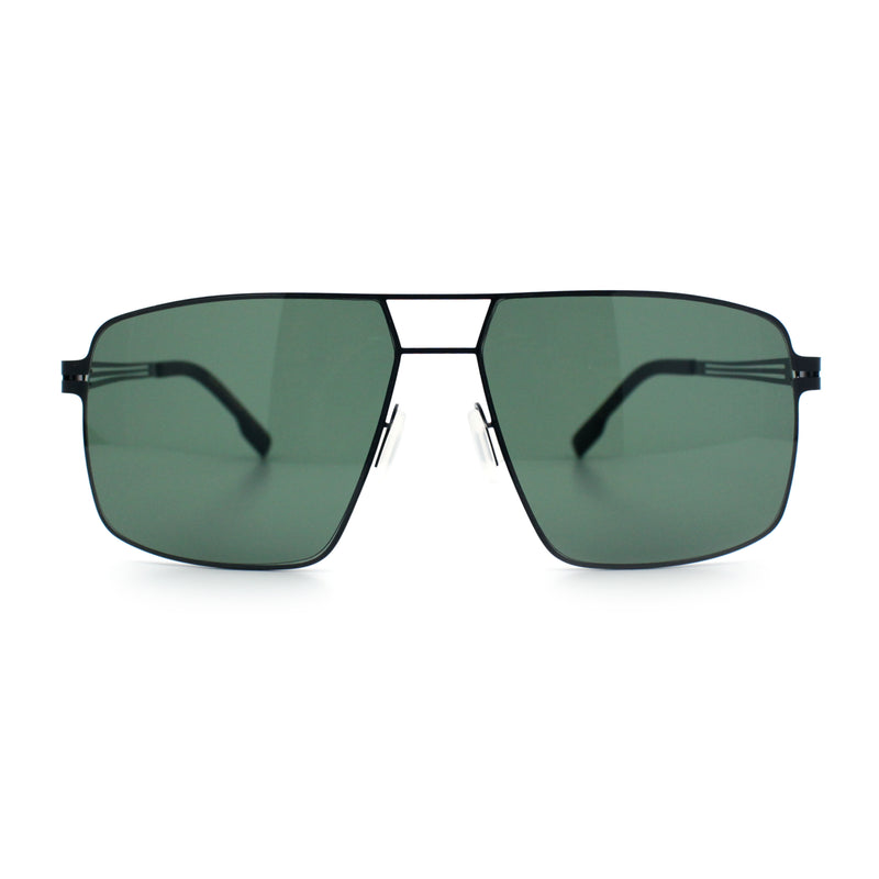 Mens Thin Metal Rim Spring Hinge Air Force Rectangle Officer Gentleman Sunglasses
