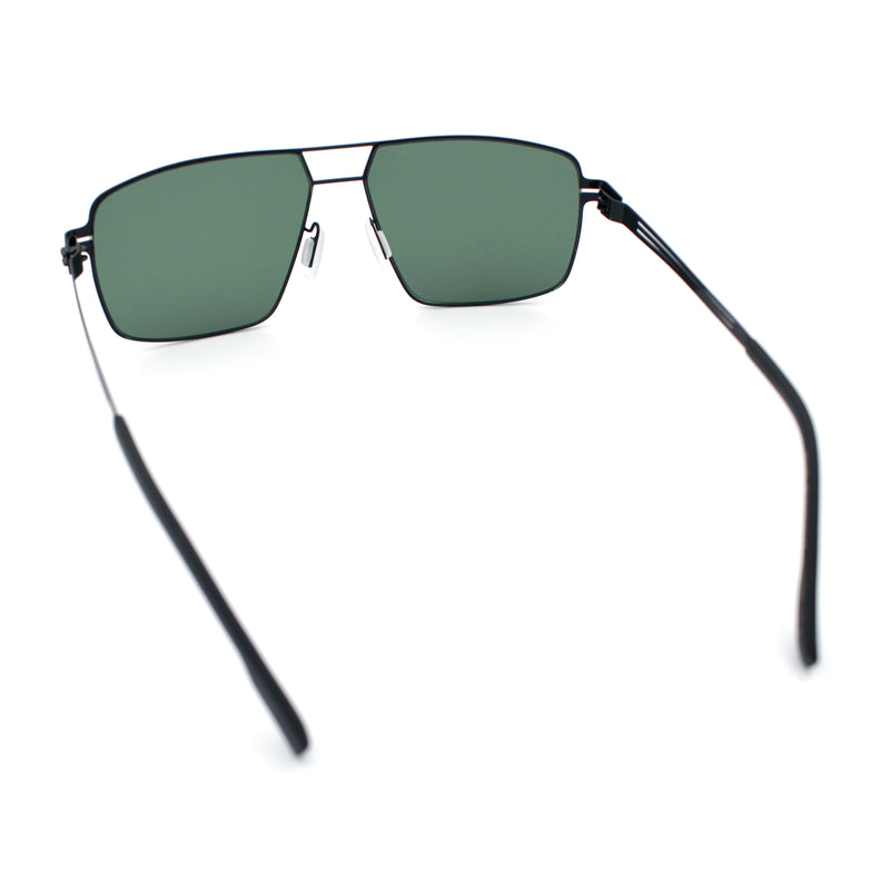 Mens Thin Metal Rim Spring Hinge Air Force Rectangle Officer Gentleman Sunglasses