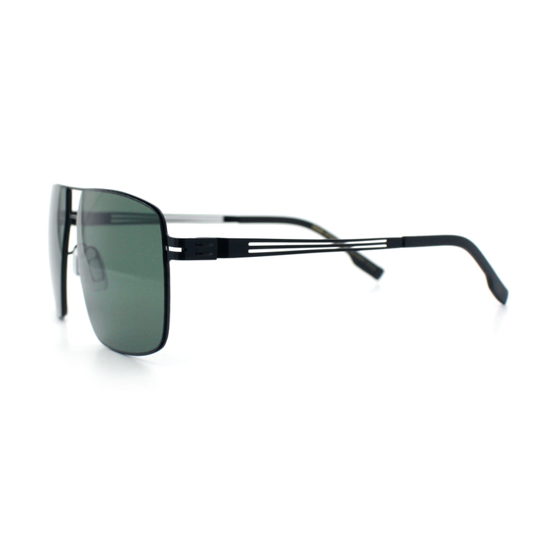 Mens Thin Metal Rim Spring Hinge Air Force Rectangle Officer Gentleman Sunglasses