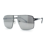 Mens Thin Metal Rim Spring Hinge Air Force Rectangle Officer Gentleman Sunglasses