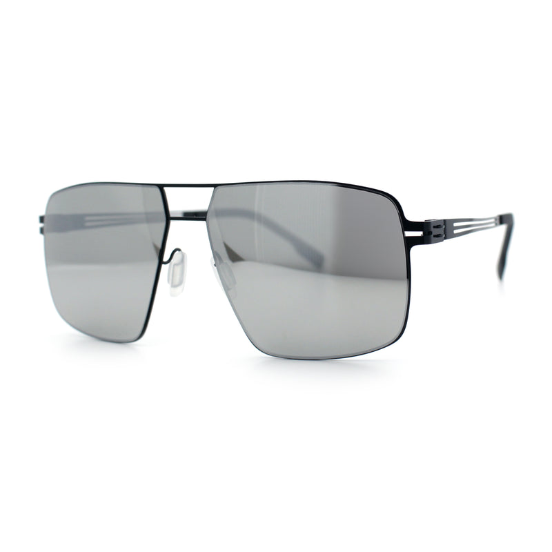 Mens Thin Metal Rim Spring Hinge Air Force Rectangle Officer Gentleman Sunglasses