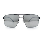 Mens Thin Metal Rim Spring Hinge Air Force Rectangle Officer Gentleman Sunglasses