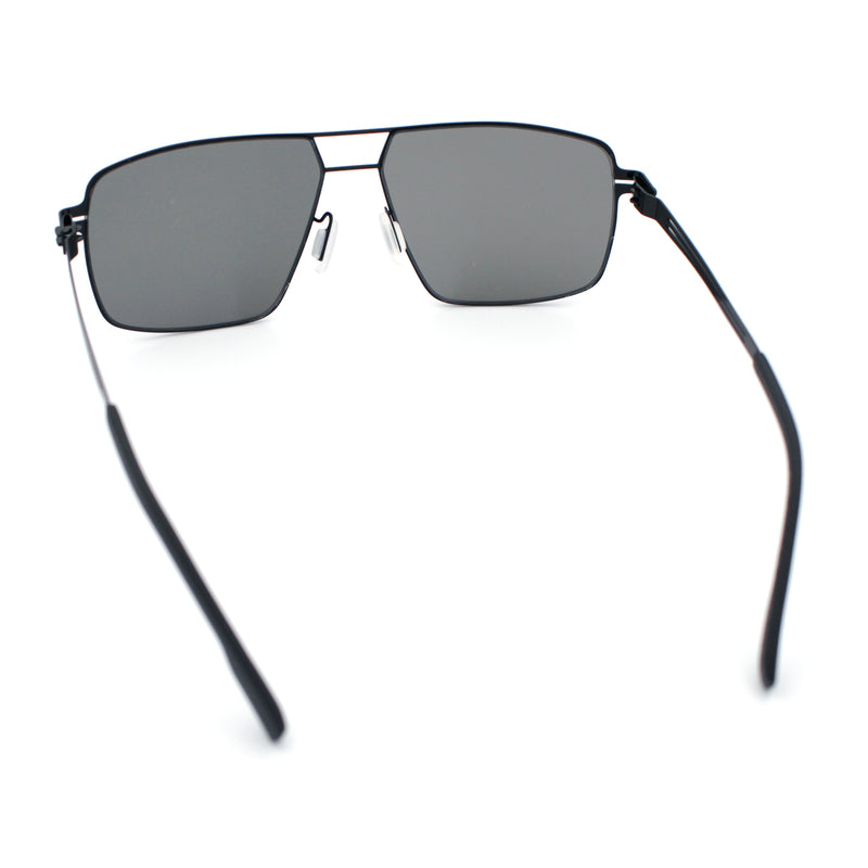 Mens Thin Metal Rim Spring Hinge Air Force Rectangle Officer Gentleman Sunglasses