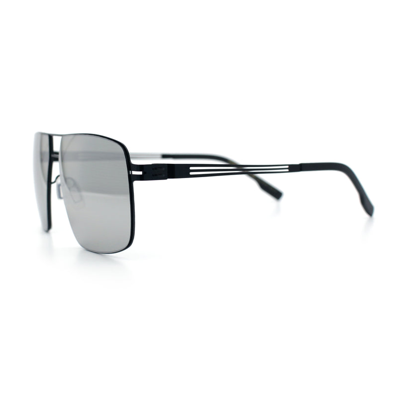 Mens Thin Metal Rim Spring Hinge Air Force Rectangle Officer Gentleman Sunglasses