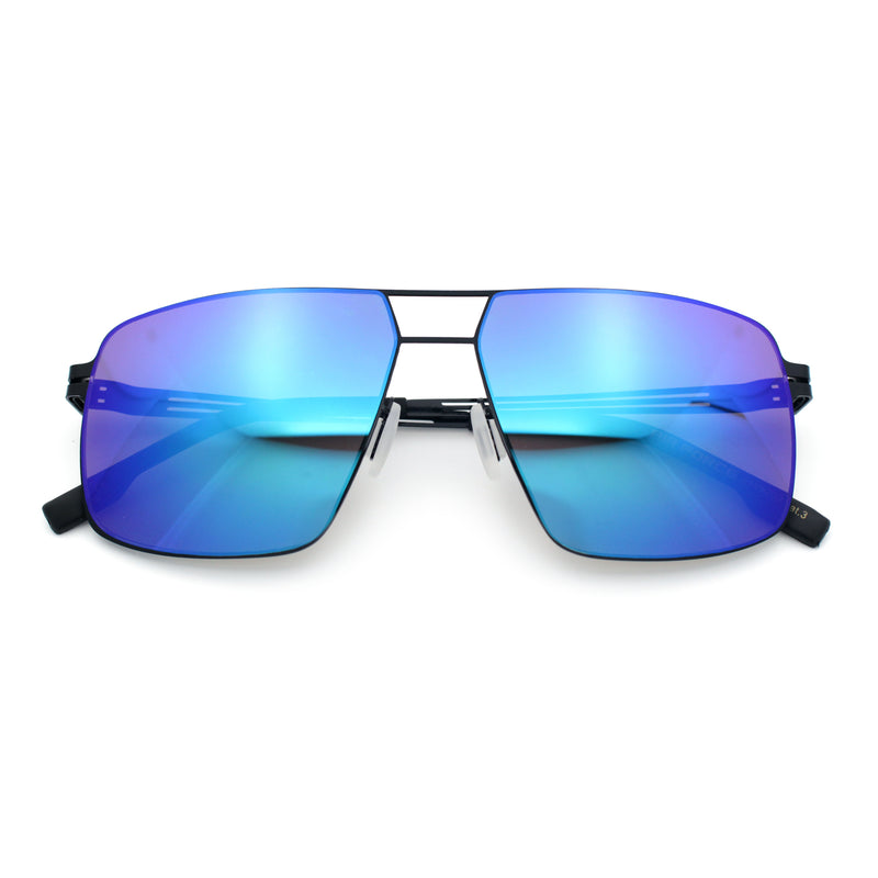 Mens Thin Metal Rim Spring Hinge Air Force Rectangle Officer Gentleman Sunglasses