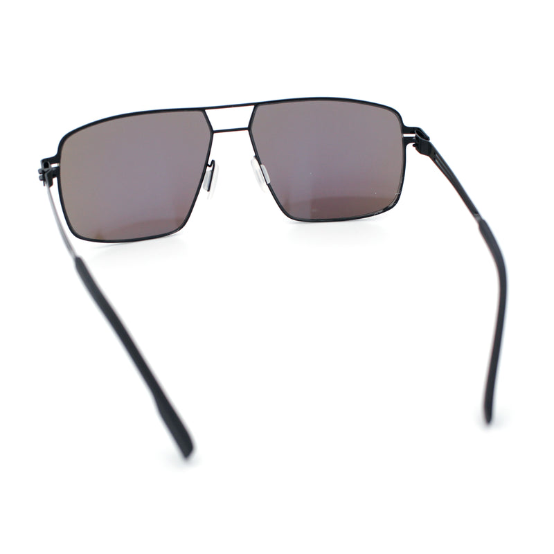 Mens Thin Metal Rim Spring Hinge Air Force Rectangle Officer Gentleman Sunglasses