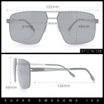 Mens Thin Metal Rim Spring Hinge Air Force Rectangle Officer Gentleman Sunglasses