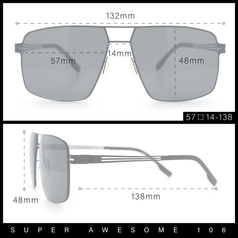 Mens Thin Metal Rim Spring Hinge Air Force Rectangle Officer Gentleman Sunglasses