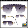 Large Luxury Petal Bevel Rimless Curved Top Gangster Shade Sunglasses