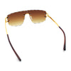 Large Luxury Petal Bevel Rimless Curved Top Gangster Shade Sunglasses