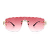 Large Luxury Petal Bevel Rimless Curved Top Gangster Shade Sunglasses