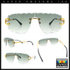 Large Luxury Petal Bevel Rimless Curved Top Gangster Shade Sunglasses