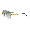 Large Luxury Petal Bevel Rimless Curved Top Gangster Shade Sunglasses