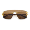 Large Luxury Petal Bevel Rimless Curved Top Gangster Shade Sunglasses