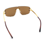 Large Luxury Petal Bevel Rimless Curved Top Gangster Shade Sunglasses