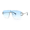 Large Luxury Petal Bevel Rimless Curved Top Gangster Shade Sunglasses