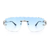 Large Luxury Petal Bevel Rimless Curved Top Gangster Shade Sunglasses