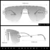 Large Luxury Petal Bevel Rimless Curved Top Gangster Shade Sunglasses