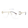 Oversize Luxury Hip Hop Gangster Swagger Rimless Racer Shield Eyeglasses