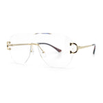 Oversize Luxury Hip Hop Gangster Swagger Rimless Racer Shield Eyeglasses