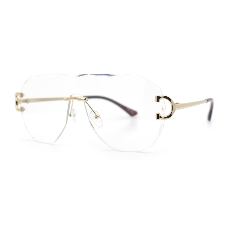 Oversize Luxury Hip Hop Gangster Swagger Rimless Racer Shield Eyeglasses