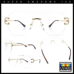 Oversize Luxury Hip Hop Gangster Swagger Rimless Racer Shield Eyeglasses
