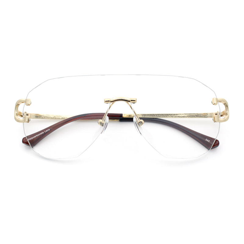 Oversize Luxury Hip Hop Gangster Swagger Rimless Racer Shield Eyeglasses
