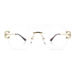 Oversize Luxury Hip Hop Gangster Swagger Rimless Racer Shield Eyeglasses