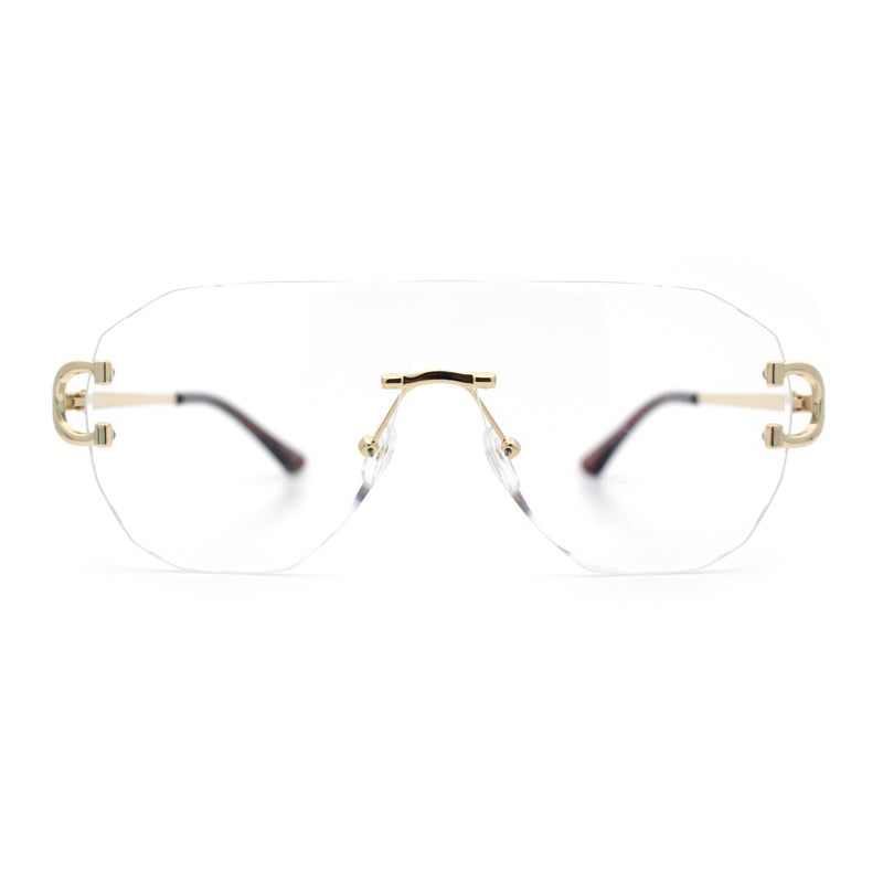 Oversize Luxury Hip Hop Gangster Swagger Rimless Racer Shield Eyeglasses