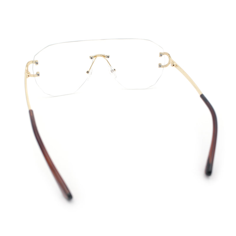 Oversize Luxury Hip Hop Gangster Swagger Rimless Racer Shield Eyeglasses