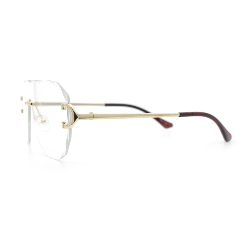Oversize Luxury Hip Hop Gangster Swagger Rimless Racer Shield Eyeglasses