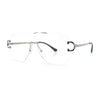Oversize Luxury Hip Hop Gangster Swagger Rimless Racer Shield Eyeglasses