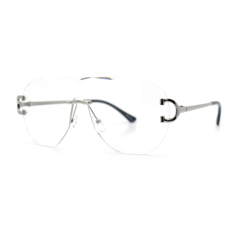 Oversize Luxury Hip Hop Gangster Swagger Rimless Racer Shield Eyeglasses