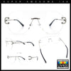 Oversize Luxury Hip Hop Gangster Swagger Rimless Racer Shield Eyeglasses