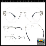Oversize Luxury Hip Hop Gangster Swagger Rimless Racer Shield Eyeglasses