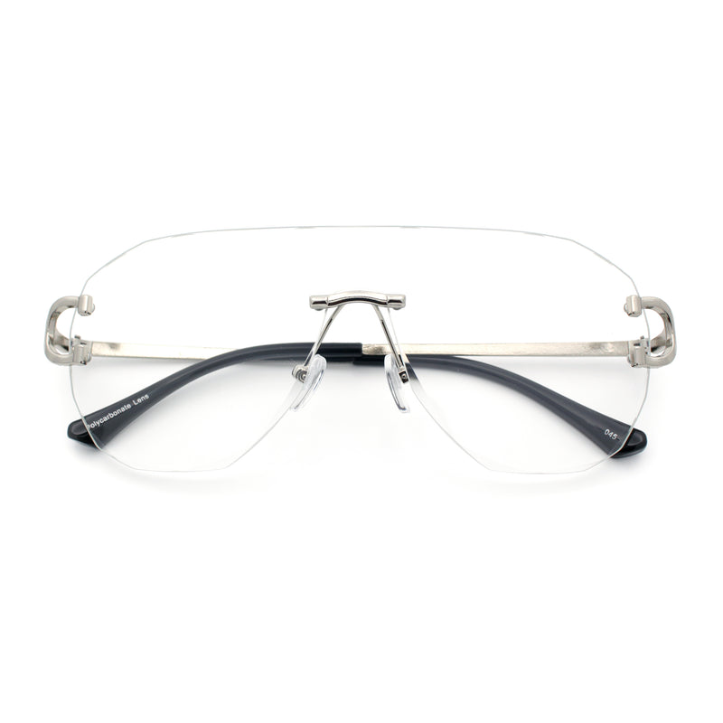 Oversize Luxury Hip Hop Gangster Swagger Rimless Racer Shield Eyeglasses