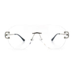 Oversize Luxury Hip Hop Gangster Swagger Rimless Racer Shield Eyeglasses