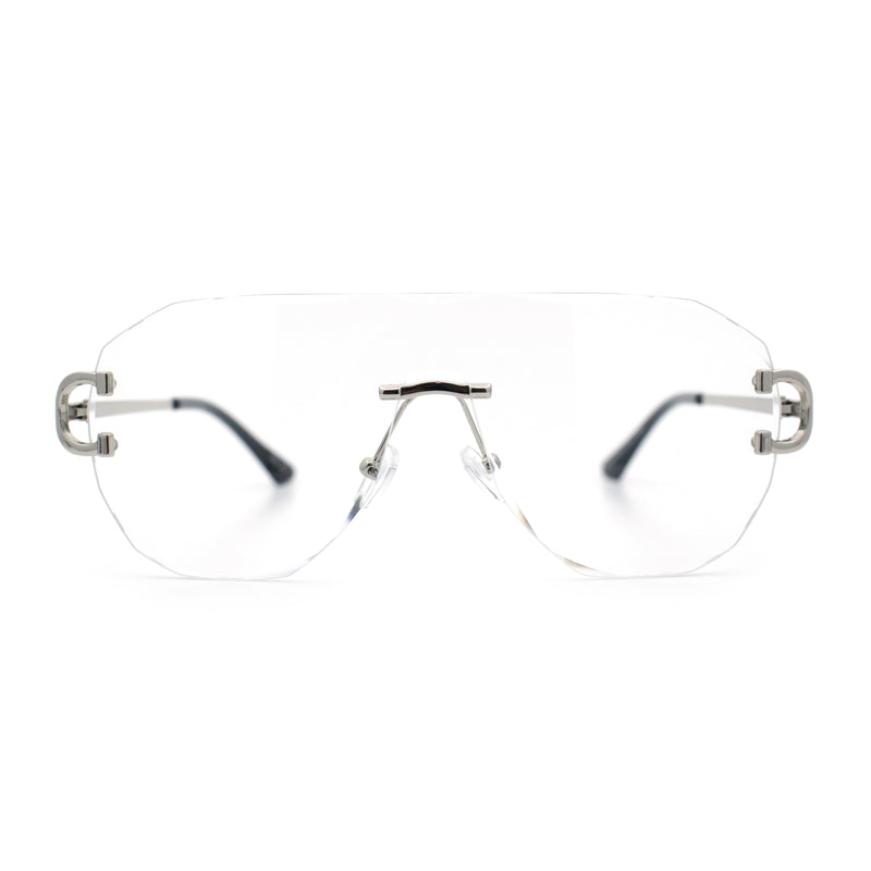 Oversize Luxury Hip Hop Gangster Swagger Rimless Racer Shield Eyeglasses