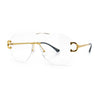 Oversize Luxury Hip Hop Gangster Swagger Rimless Racer Shield Eyeglasses