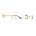 Oversize Luxury Hip Hop Gangster Swagger Rimless Racer Shield Eyeglasses