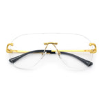 Oversize Luxury Hip Hop Gangster Swagger Rimless Racer Shield Eyeglasses