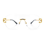 Oversize Luxury Hip Hop Gangster Swagger Rimless Racer Shield Eyeglasses