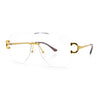 Oversize Luxury Hip Hop Gangster Swagger Rimless Racer Shield Eyeglasses