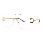 Oversize Luxury Hip Hop Gangster Swagger Rimless Racer Shield Eyeglasses