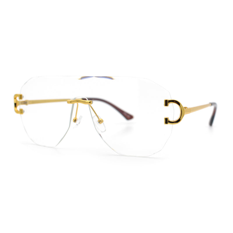 Oversize Luxury Hip Hop Gangster Swagger Rimless Racer Shield Eyeglasses