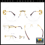 Oversize Luxury Hip Hop Gangster Swagger Rimless Racer Shield Eyeglasses