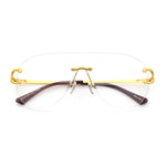 Oversize Luxury Hip Hop Gangster Swagger Rimless Racer Shield Eyeglasses