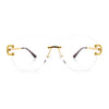 Oversize Luxury Hip Hop Gangster Swagger Rimless Racer Shield Eyeglasses